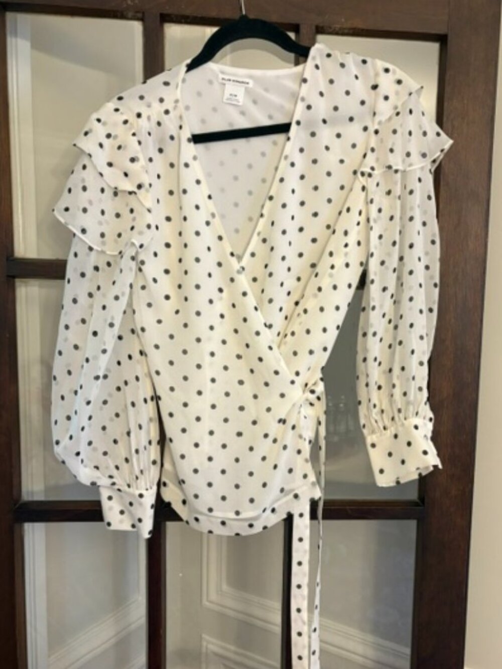 Club Monaco Black and White Polka-Dot Blouse, Size XS